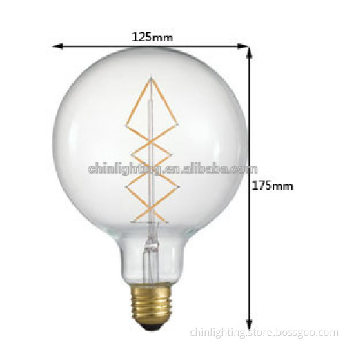 DIY globe shape high lumen long lifespan g125 e26 E27 filament bulb led G125 bulb